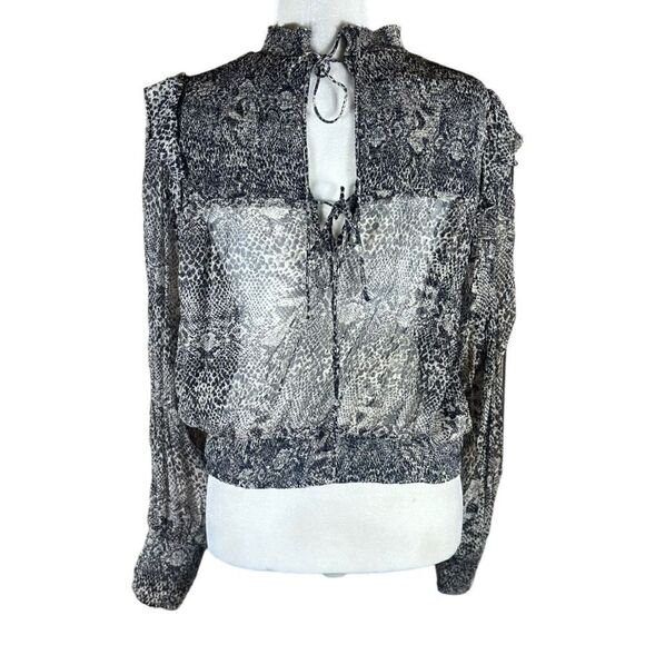 Free People Roma Long Sheer Ruffle Sleeve Bohemian Top Size Medium 📦 - Picture 5 of 13